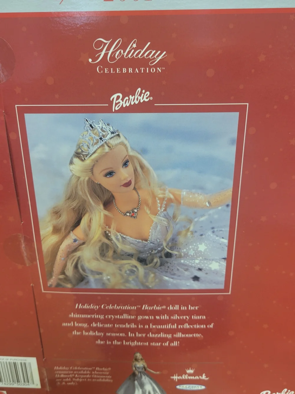 2001 Barbie Holiday Celebration Doll in White Gown with Red Cape